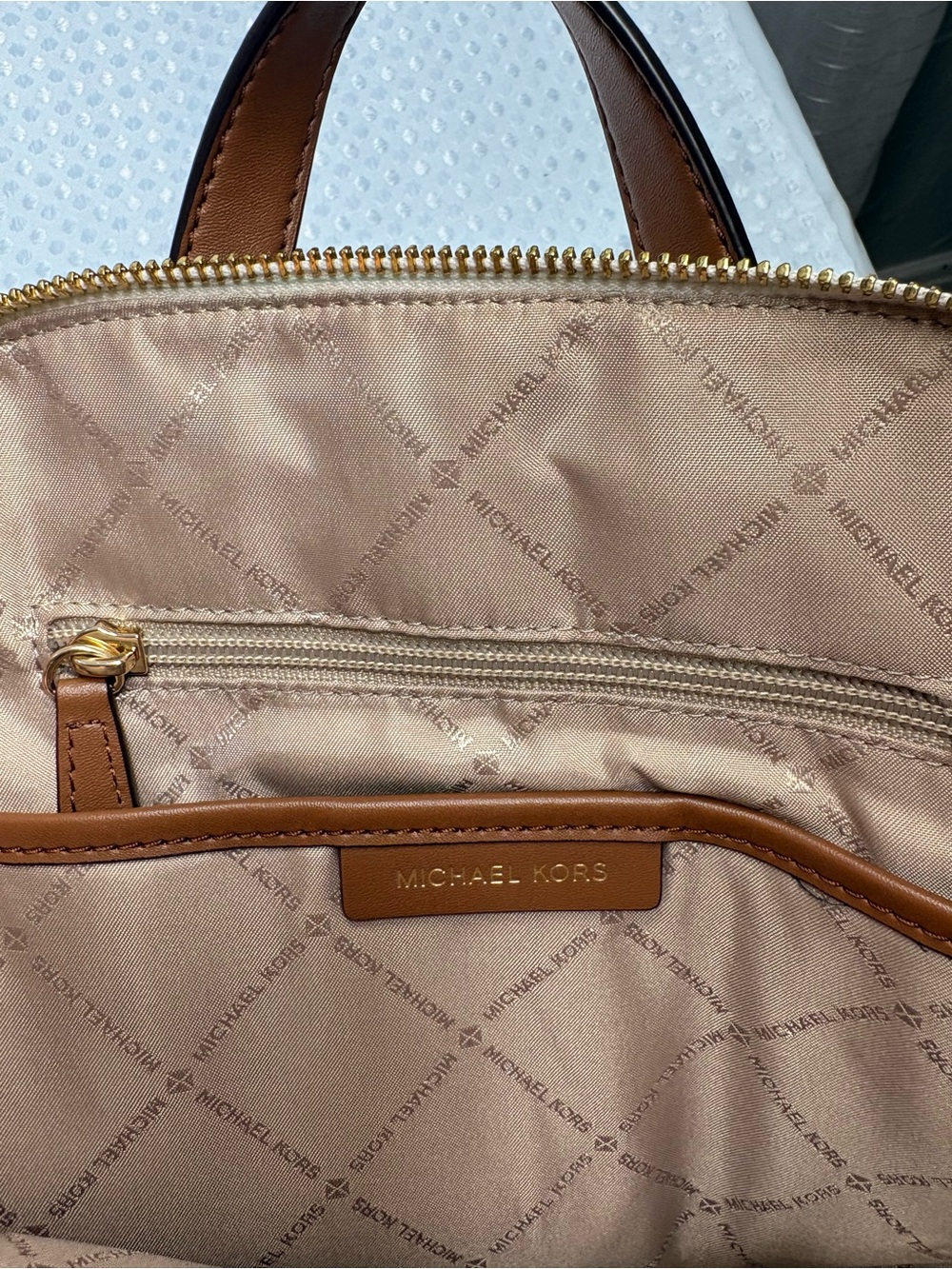 Michael Kors Cream and Tan Logo Backpack - Picture 7 of 9